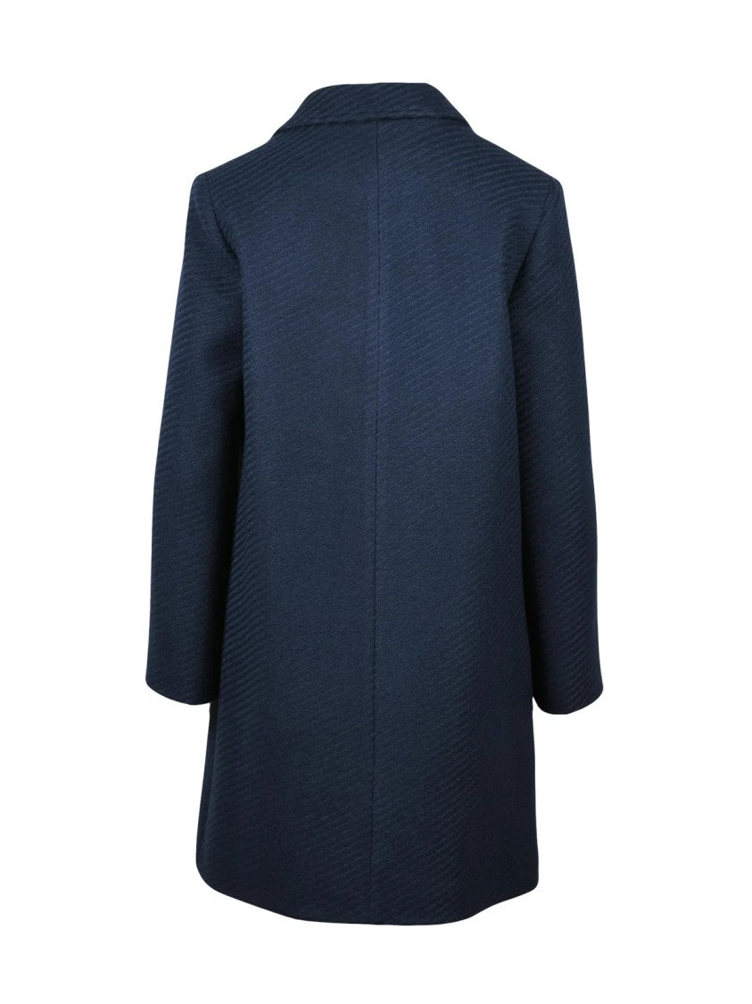 Lakore Midnight Blue Double-Breasted Wool-Blend Coat