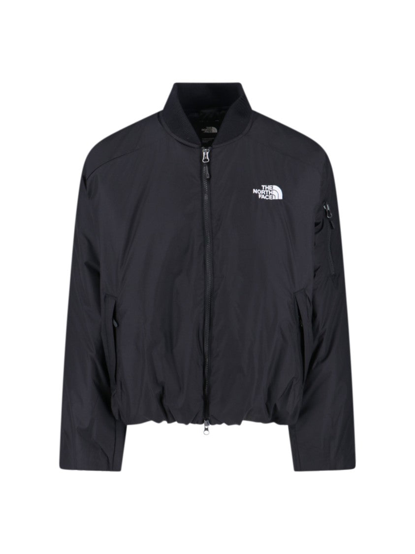 The North Face Padded Black Bomber Jacket With Ribbed Details