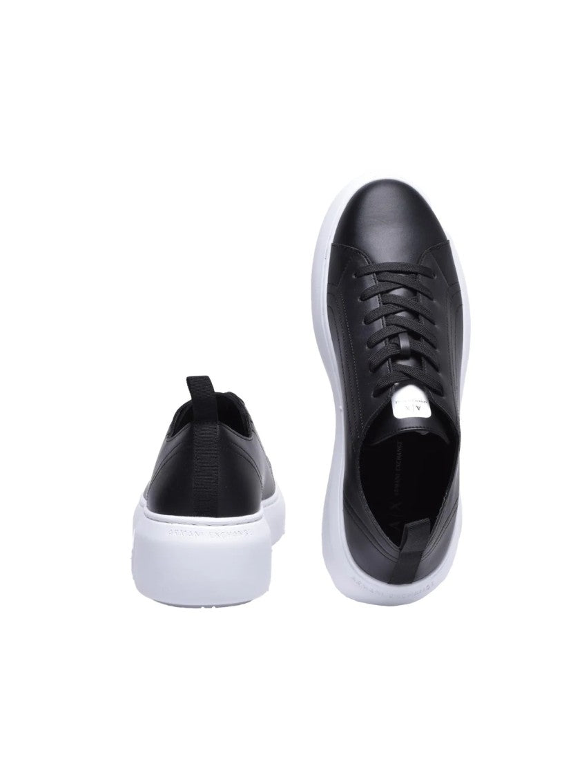 Armani Exchange Black Leather Rubber Men's Leather Sneakers