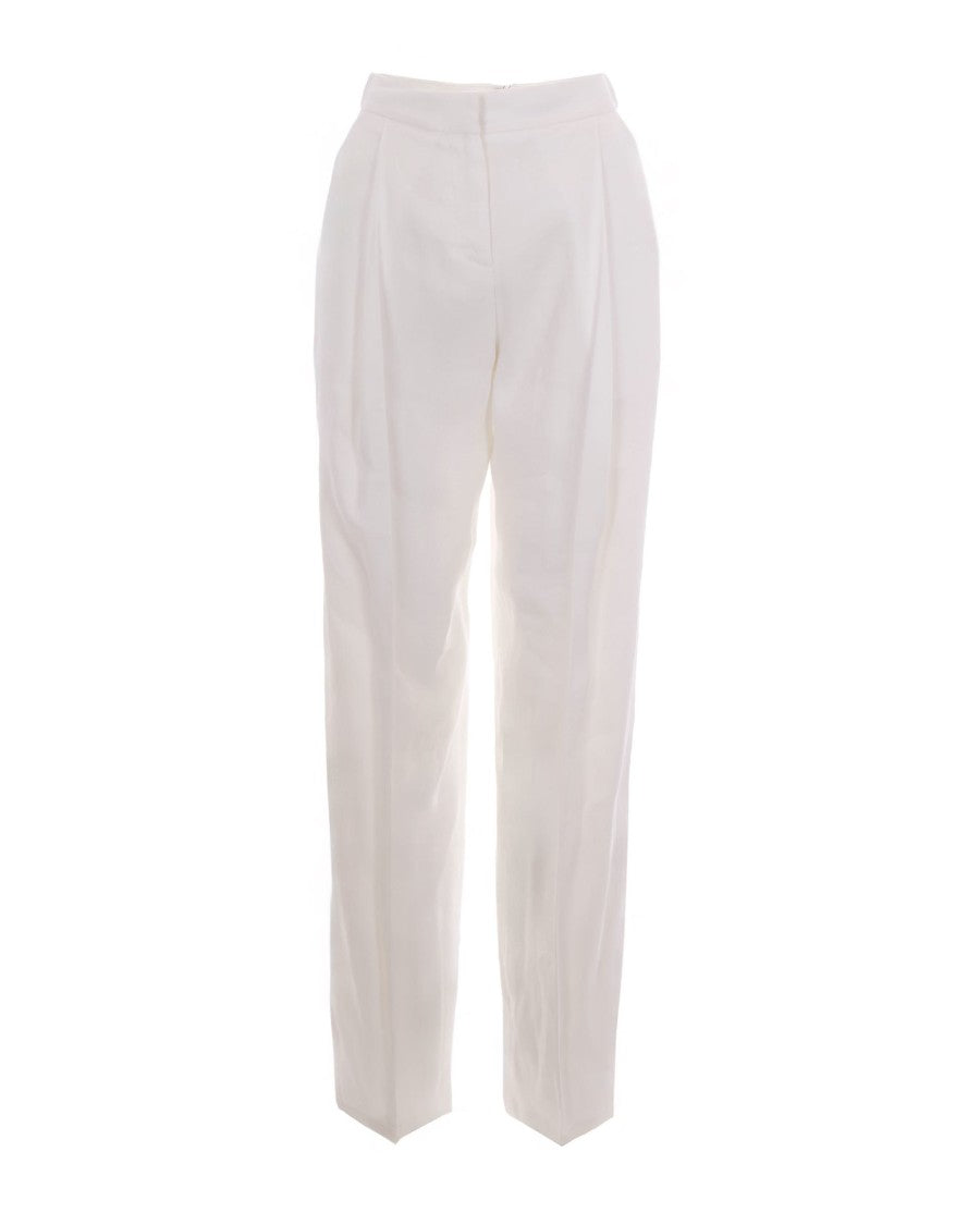 Elisabetta Franchi Tailored Long Pants In Optical Fabric With Front Pleats And Flap Pockets