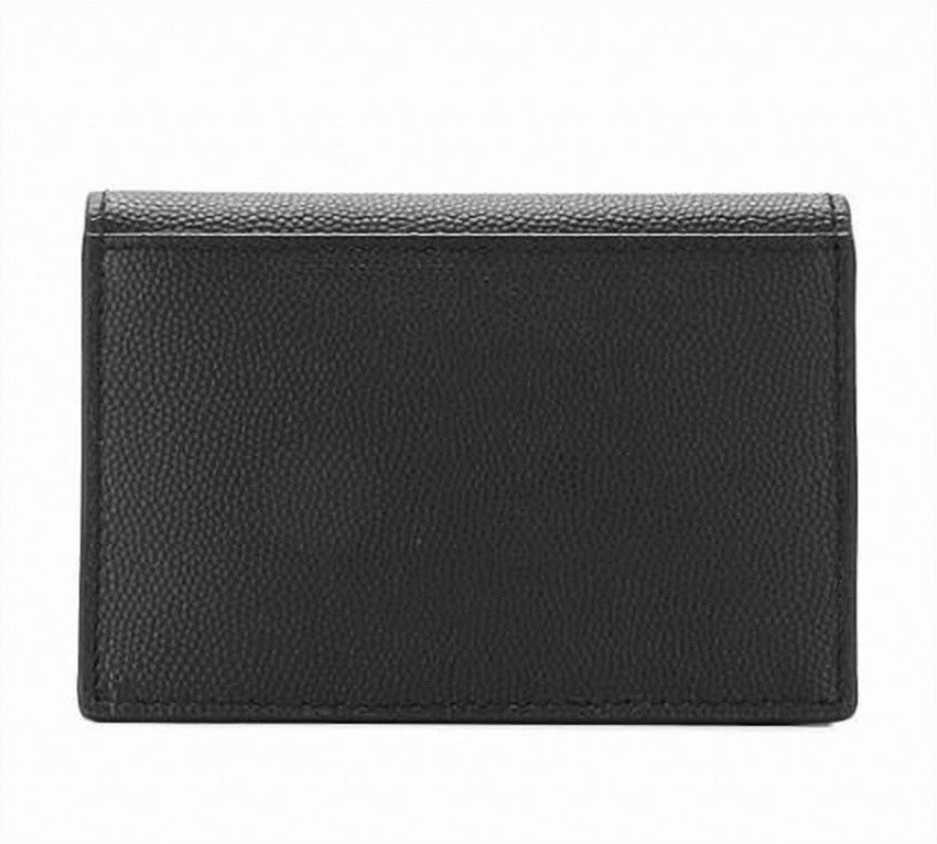 Saint Laurent Textured Calf Leather Cardholder With Snap Closure