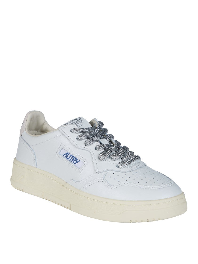 Autry White Patterned Laces Leather Sneakers
