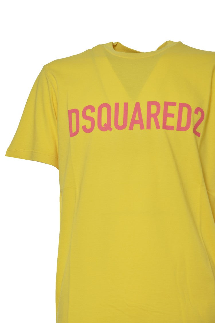 Dsquared2 Yellow Cotton Cool T-Shirt With Logo Print