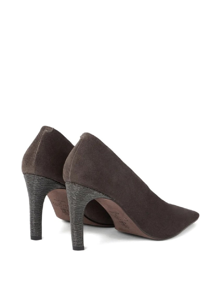 Brunello Cucinelli Pointed-Toe Pumps With Textured Metallic Detail