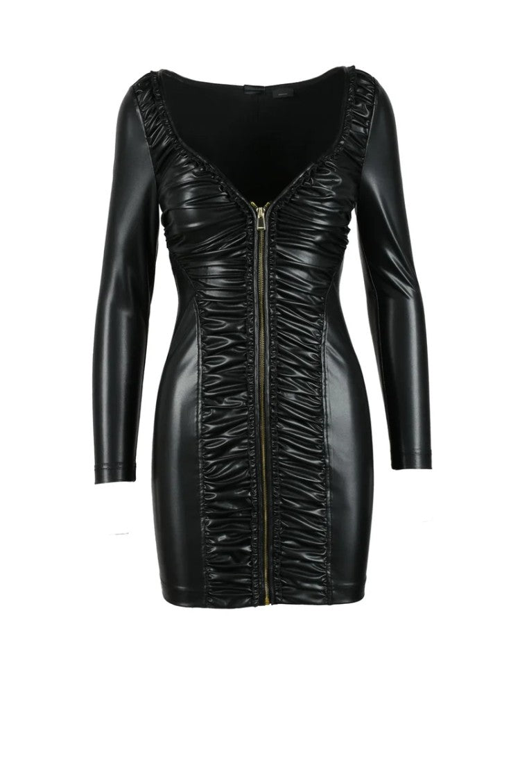 Pinko Stretch Faux Leather Dress - Black