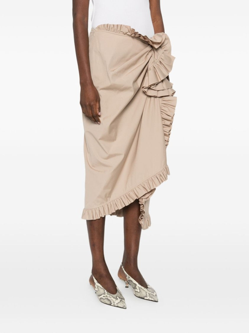 Dries Van Noten Asymmetrical Ruffled Midi Skirt