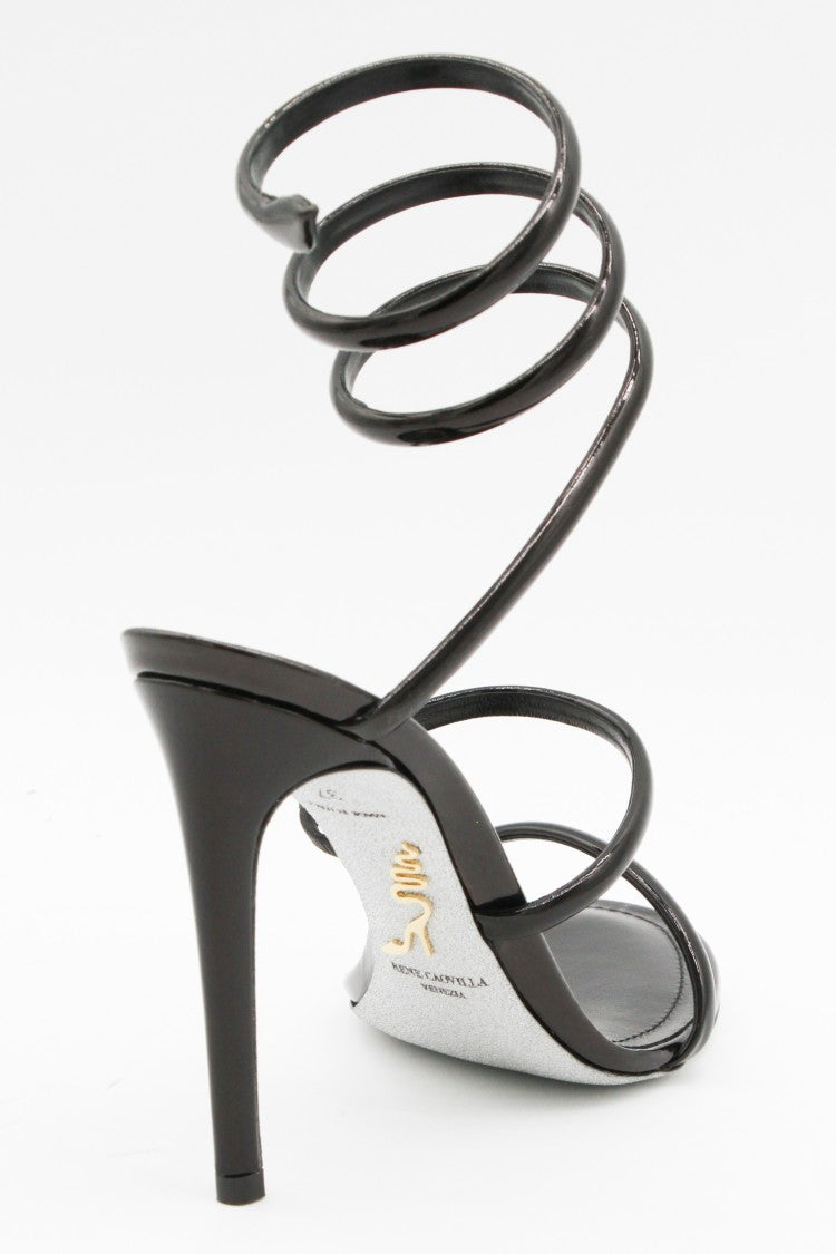 René Caovilla High-Heeled Sandals With Spiral Ankle Strap