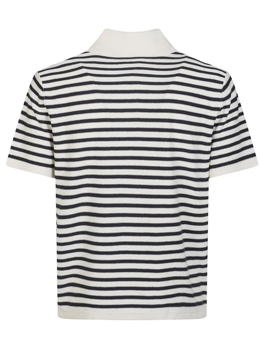 A.P.C. Stripe Cotton-Cashmere Short Sleeve Polo Sweater