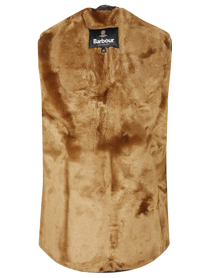 Barbour Beige Fleece Vest With Zippered Pockets And Side Vents