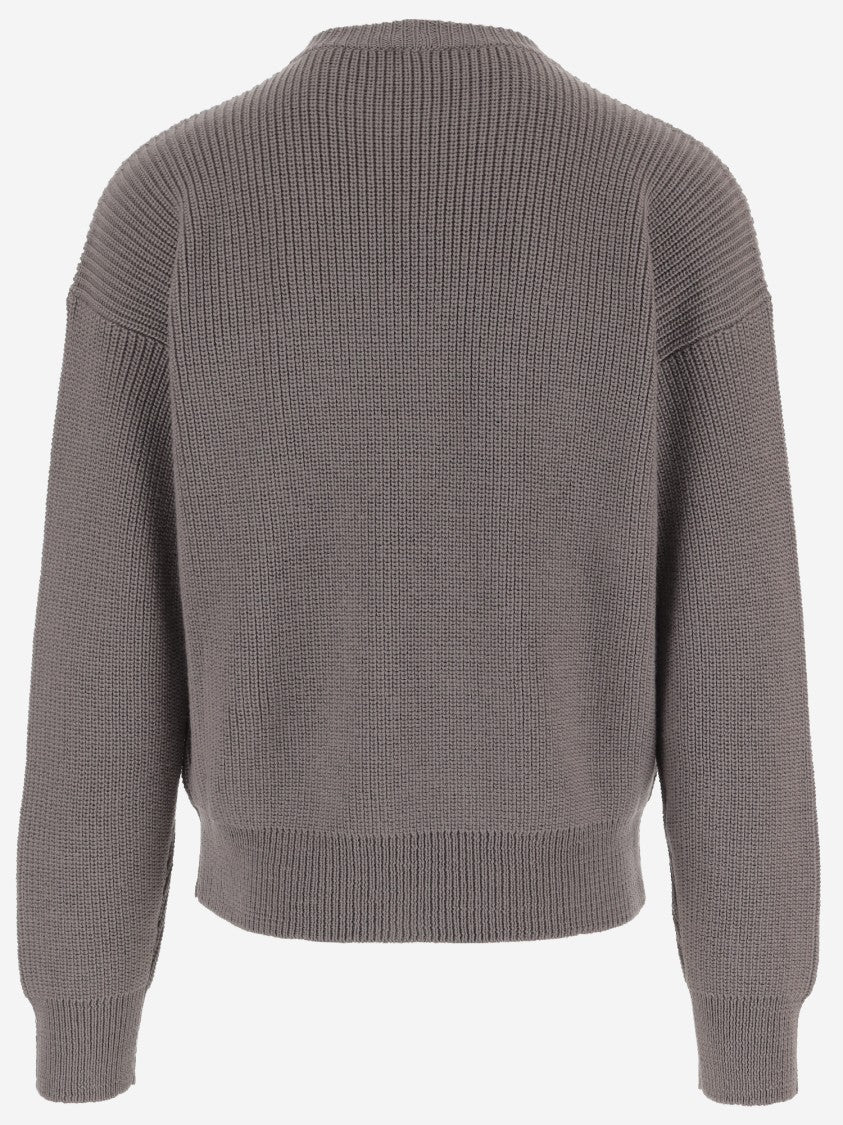 Giorgio Armani Virgin Wool Sweater With Ribbed Detailing