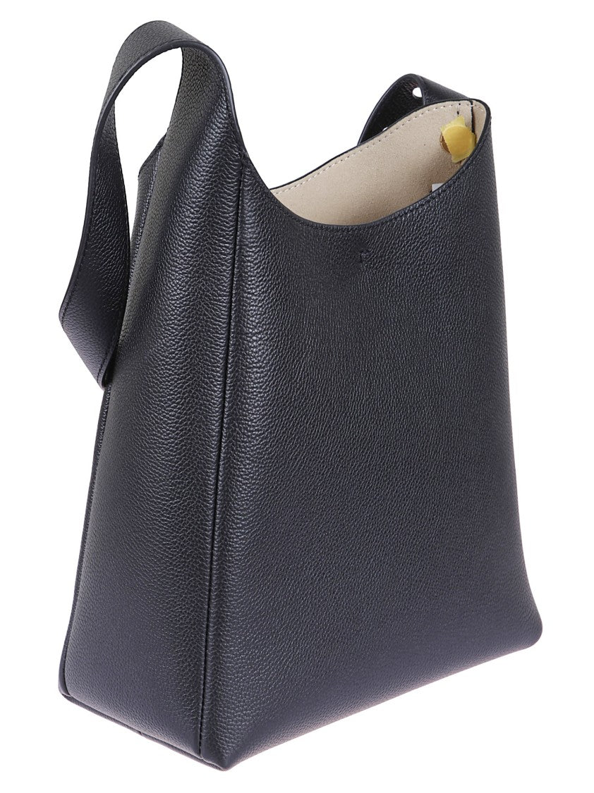 Tory Burch Hammered Leather Handbag With Clip Closure