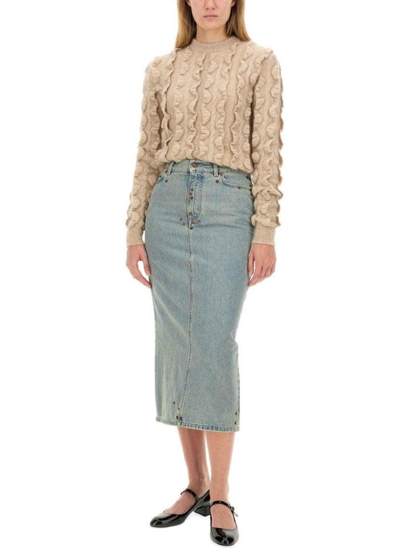 Moschino Mid-Length Denim Skirt With Classic Silhouette