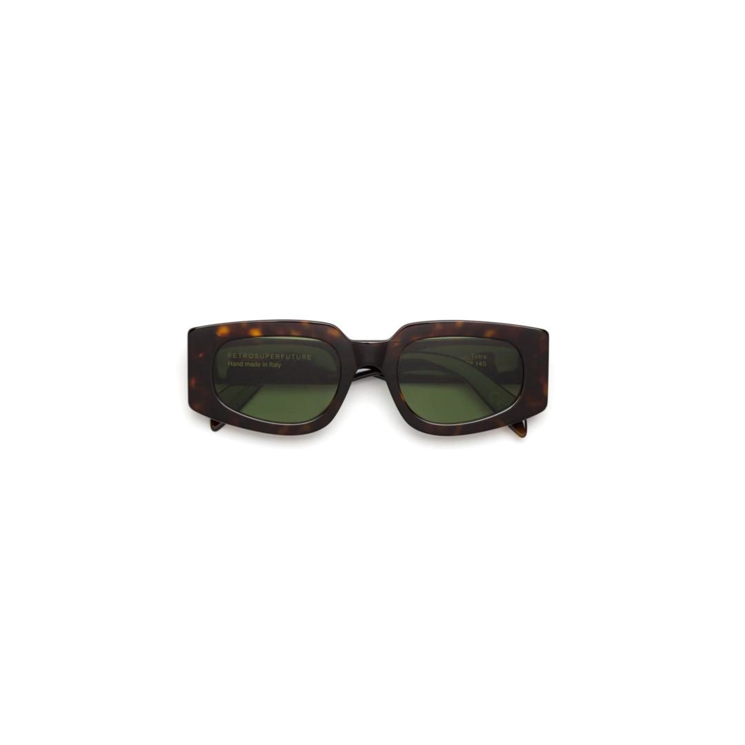 Retrosuperfuture Green Tetra 3627 Tortoiseshell Rectangular Sunglasses