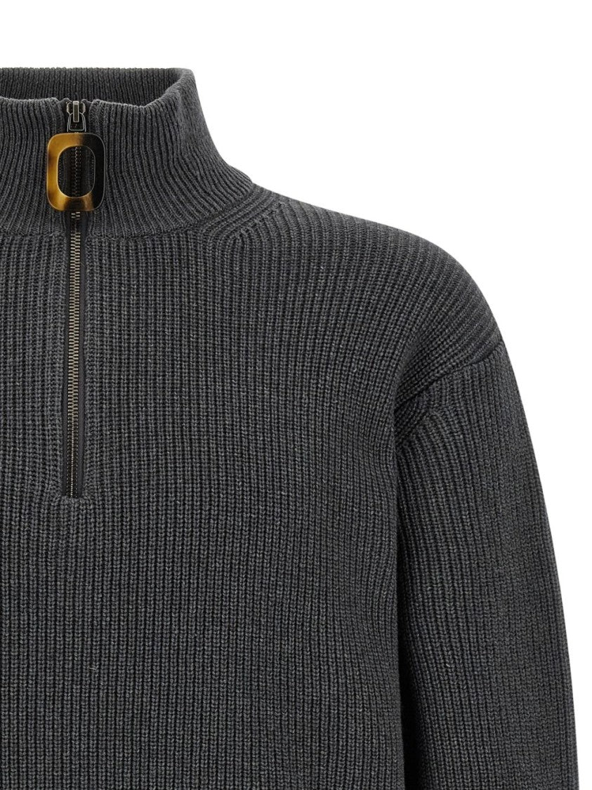 J. W. Anderson Grey Chunky Knit High Collar Sweater