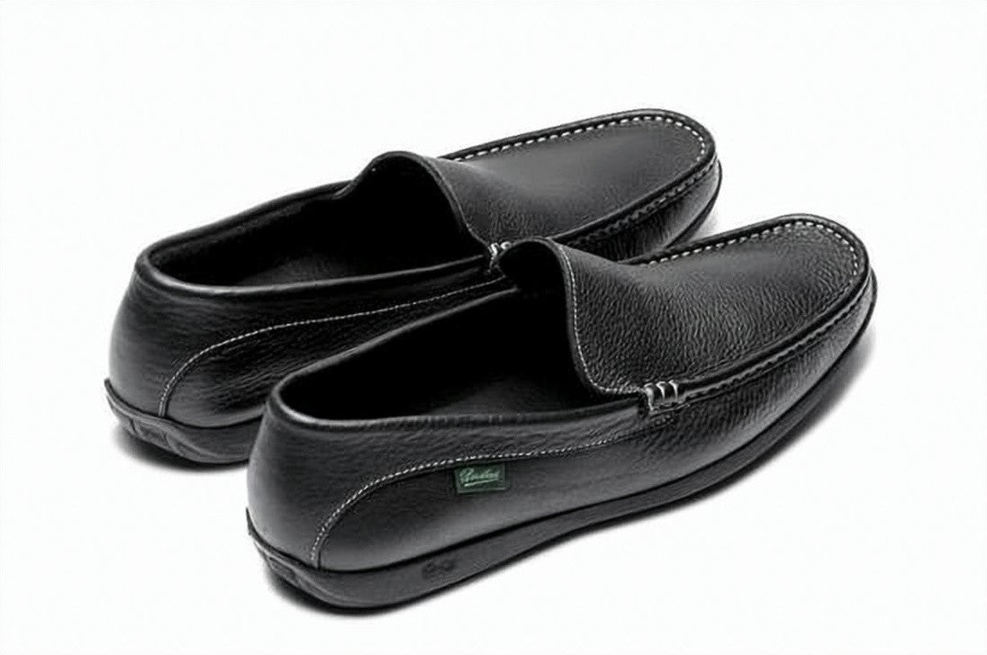 Paraboot Textured Leather Loafers With Rounded Toe
