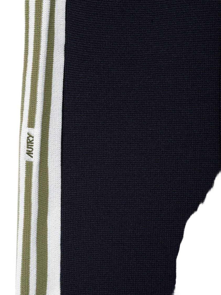 Autry Navy Viscose Blend Stripe Pants