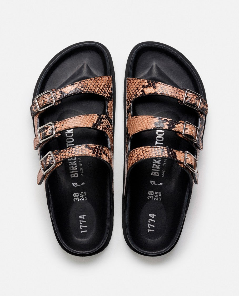 Birkenstock Florida Snake Leather Sandals With Adjustable Straps