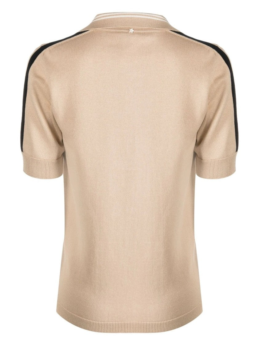 Lorena Antoniazzi Black Knit Polo Shirt With Contrasting Stripes