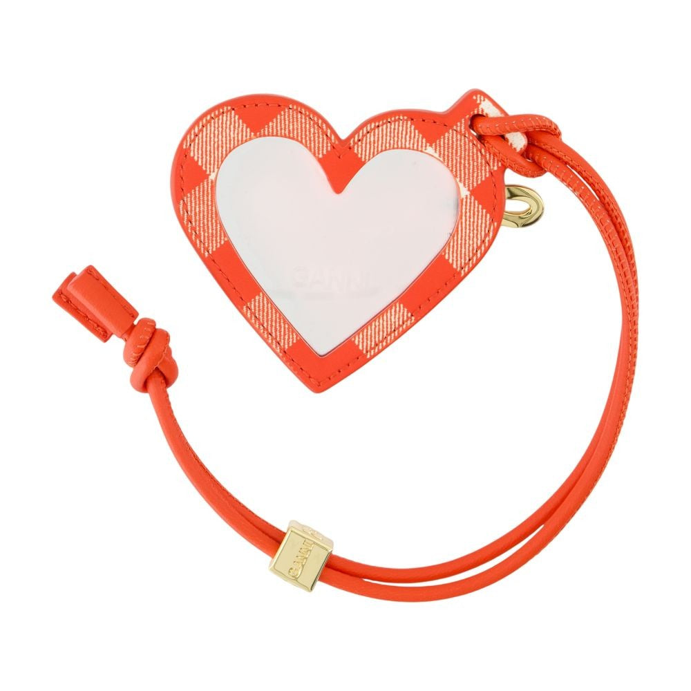Ganni Bou Heart Keyring - Leather - Red