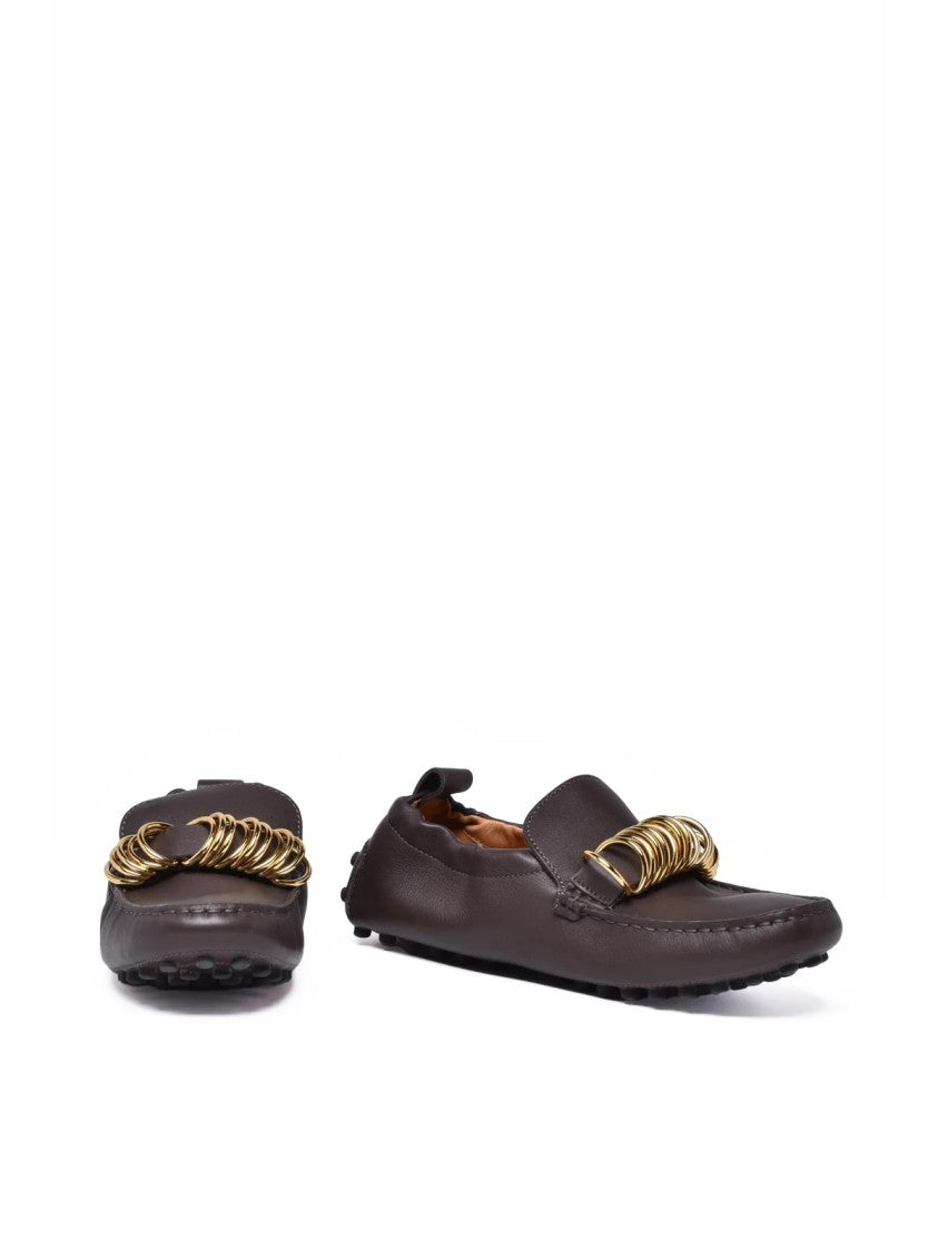Tod's Brown Pebble-Sole Leather Loafers
