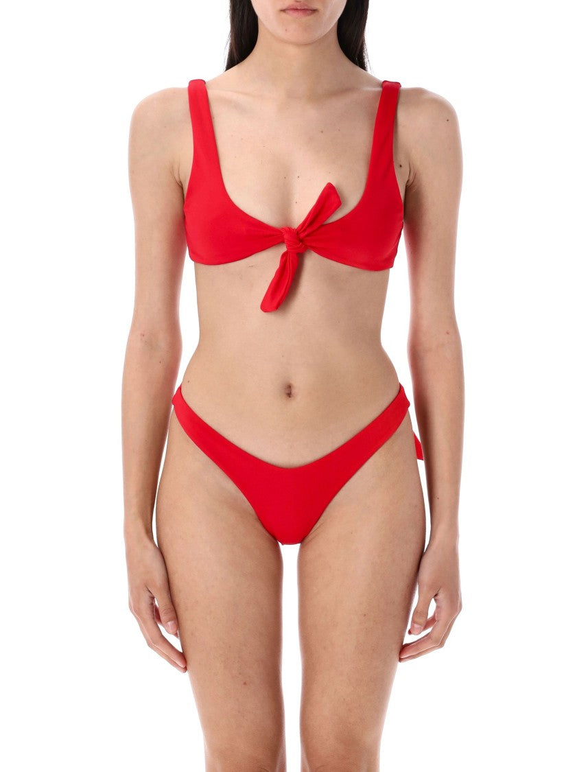 The Attico Red Knot Bikini With Adjustable Top