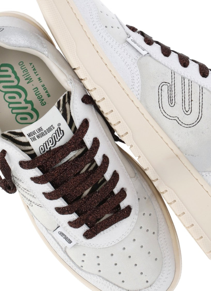 Evenu Equal Ivory Calf Hair Low-Top Sneakers