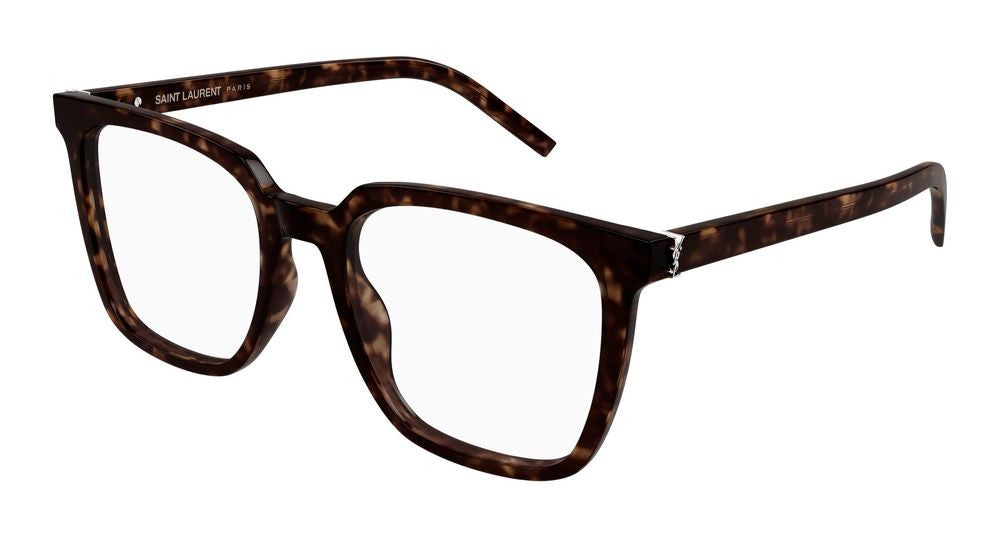 Saint Laurent Havana Tortoiseshell Pattern Oversized Square Eyeglasses