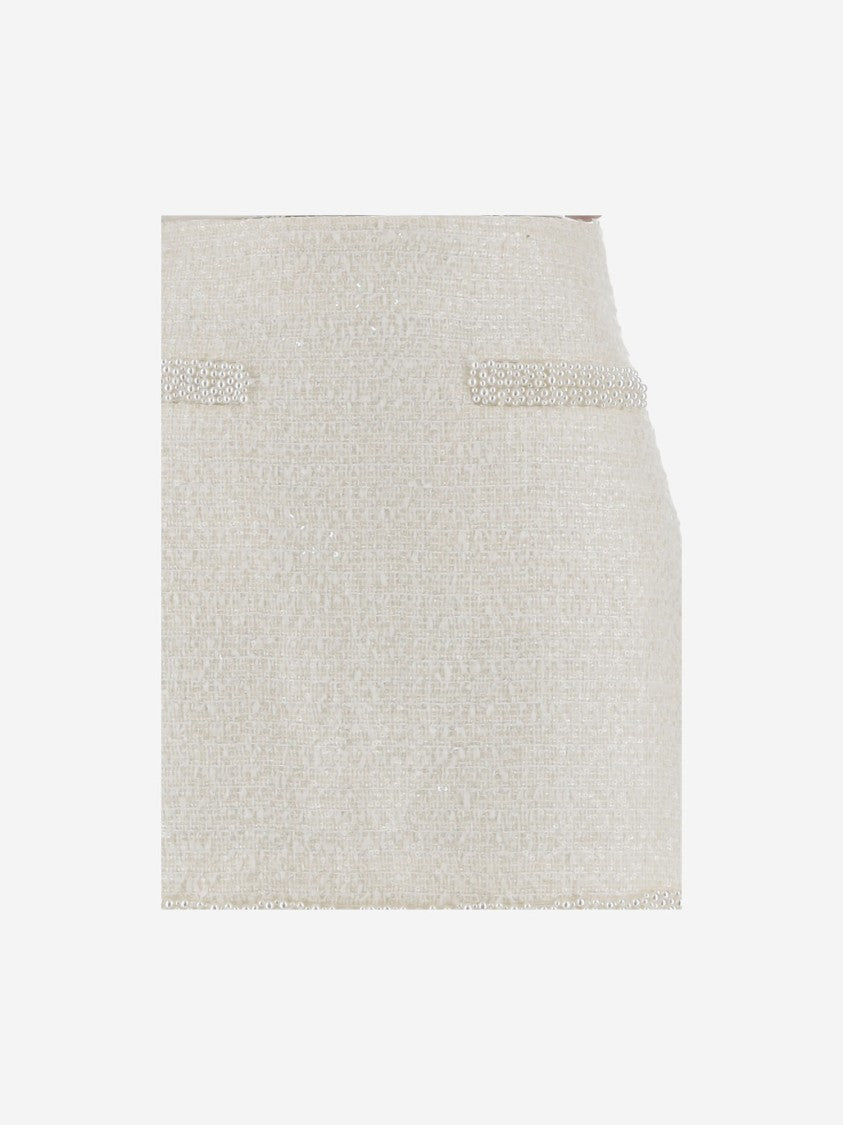 Self-Portrait Beaded Bouclé Mini Skirt