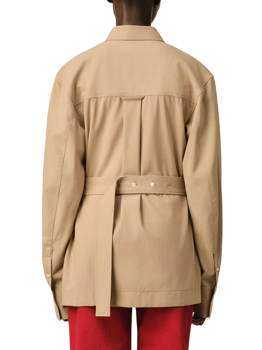 Ami Paris Beige Virgin Wool Puffball Sleeve Shirt