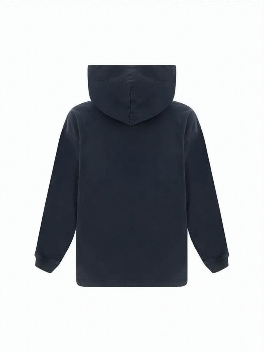 Acne Studios Minimalist Black Cotton Hoodie With Center Logo