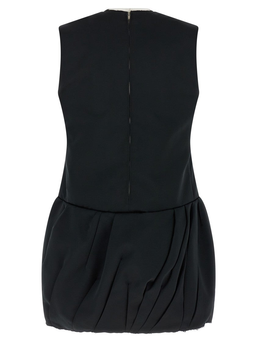 Jil Sander Technical Duchesse Mini Dress With Irregular Pleats