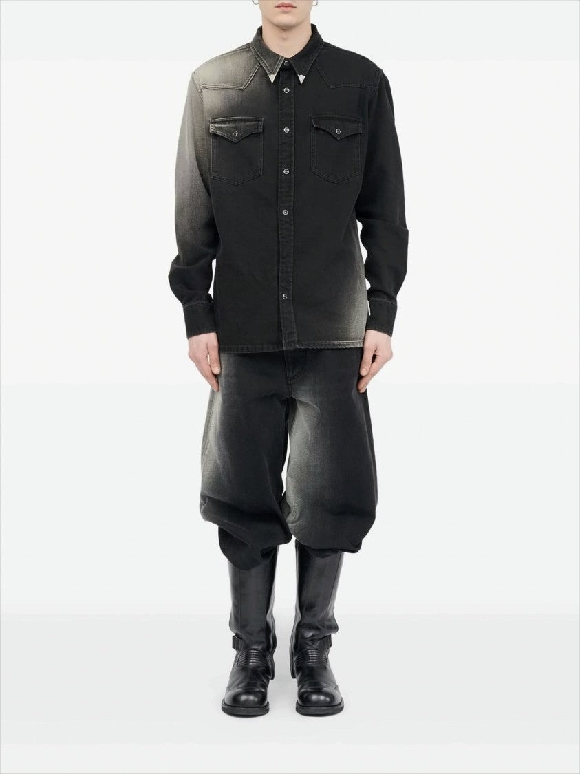 Mm6 By Maison Margiela Button-Down Vintage-Effect Black Shirt