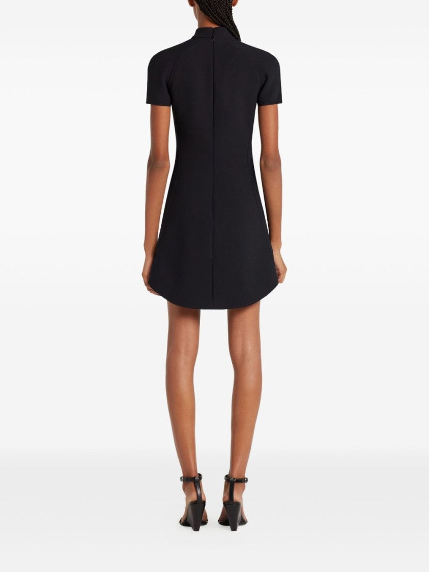 Courrèges Black Funnel Neck Curved Hem Dress