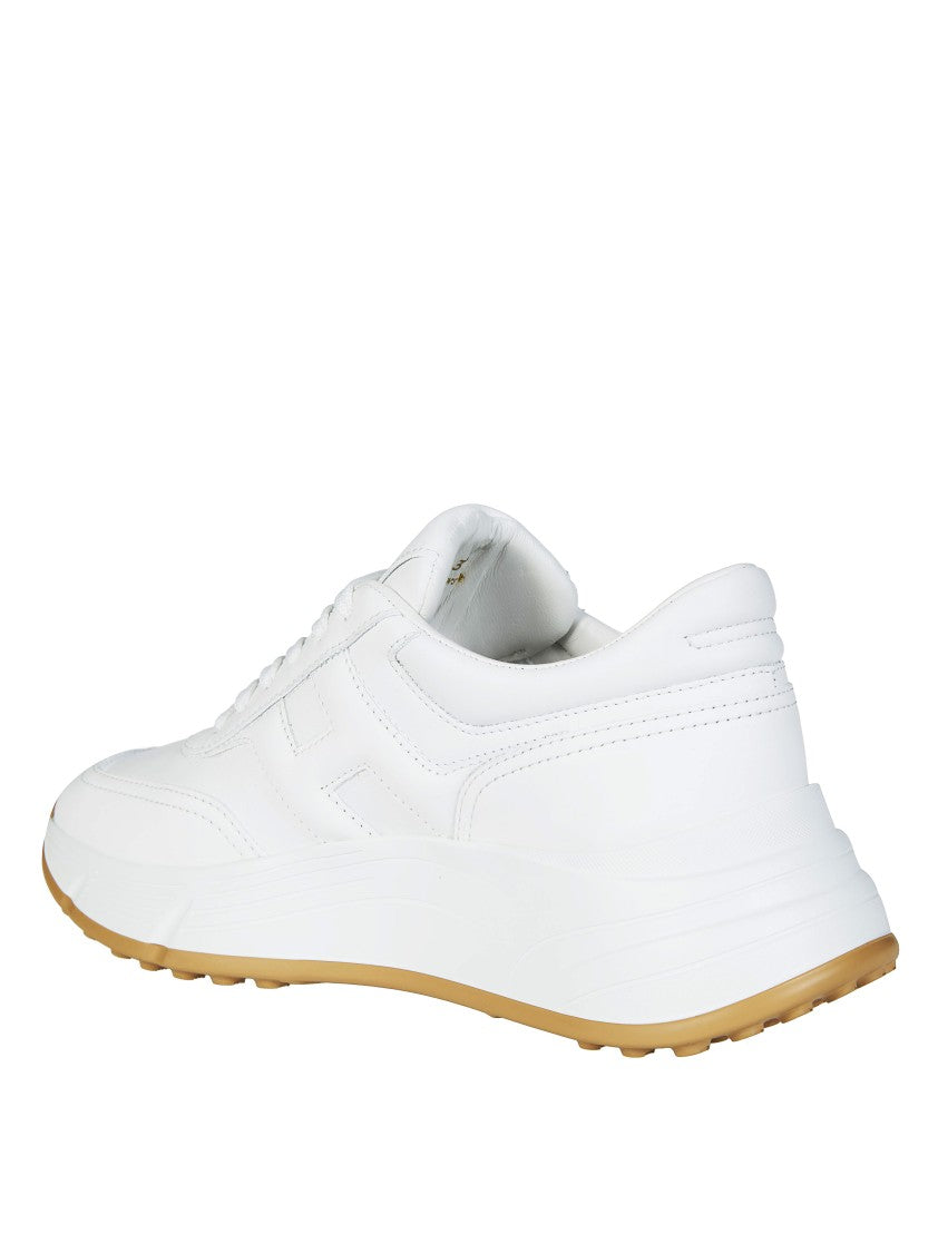 Hogan White Leather Gum Sole Sneakers
