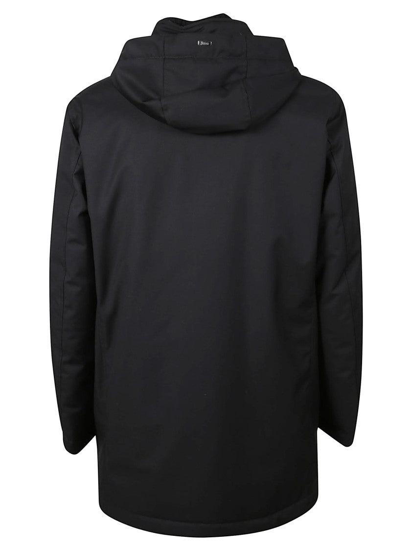 Herno Herno Minimalist Black Coat With Hood