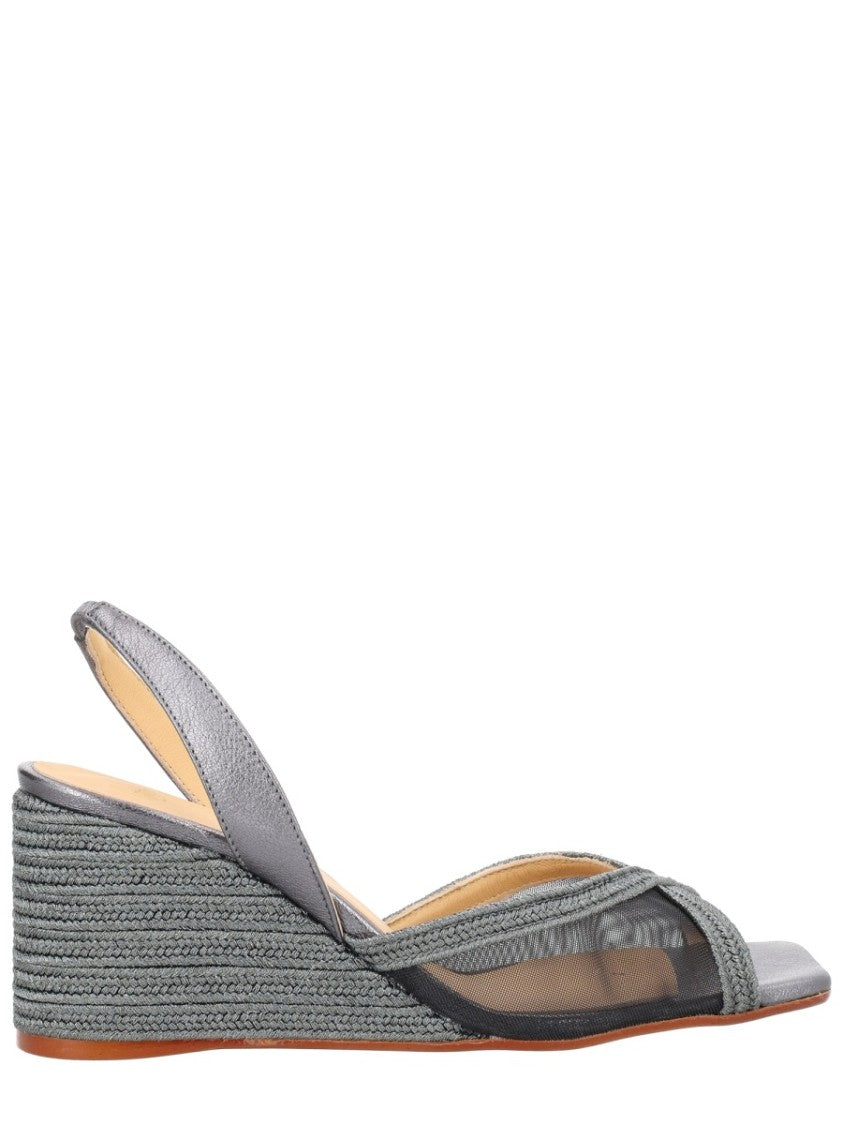 Castaner Slingback Espadrille Wedge Sandals With Transparent Mesh Panels