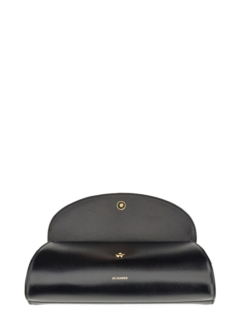 Jil Sander Black Cannoli Structured Leather Shoulder Bag