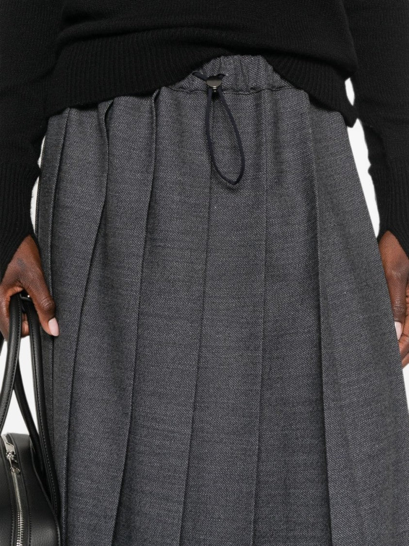 Fabiana Filippi Black Pleated Drawstring Midi Skirt