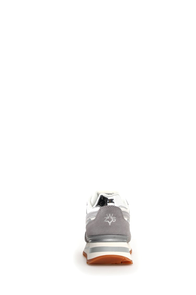 W6yz Grey Technical Fabric Sneakers Animal Print