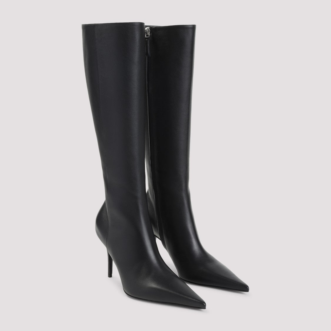 Amina Muaddi Pointed Toe Ankle Boots In Smooth Nappa Leather