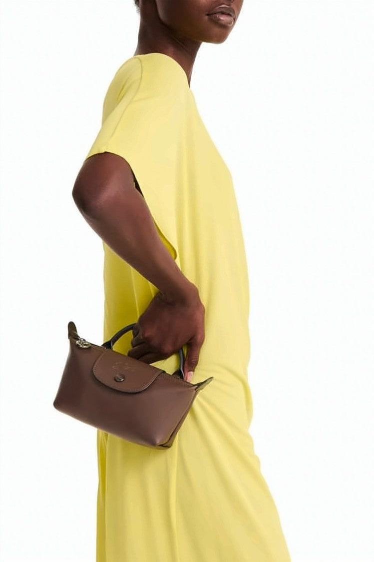 Longchamp Rectangular Leather Pouch With Top Handle