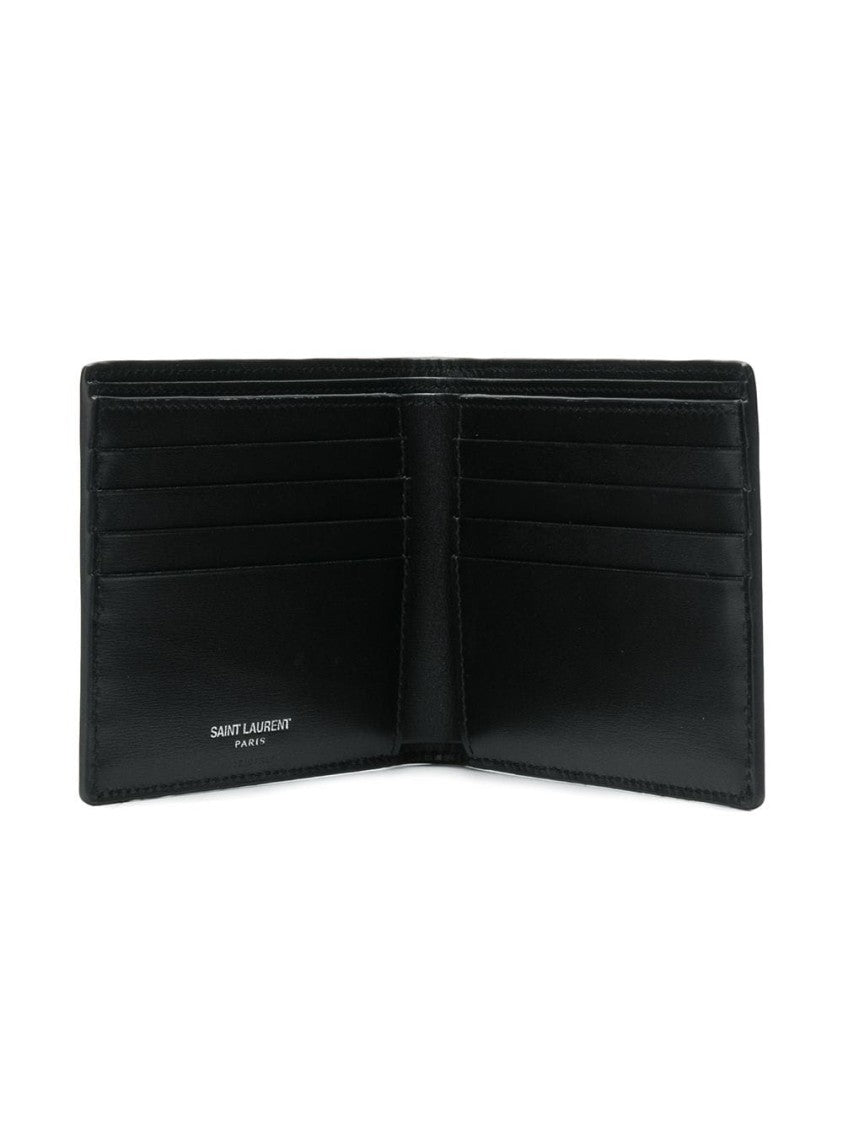 Saint Laurent East/West Monogram Wallet In Black Leather
