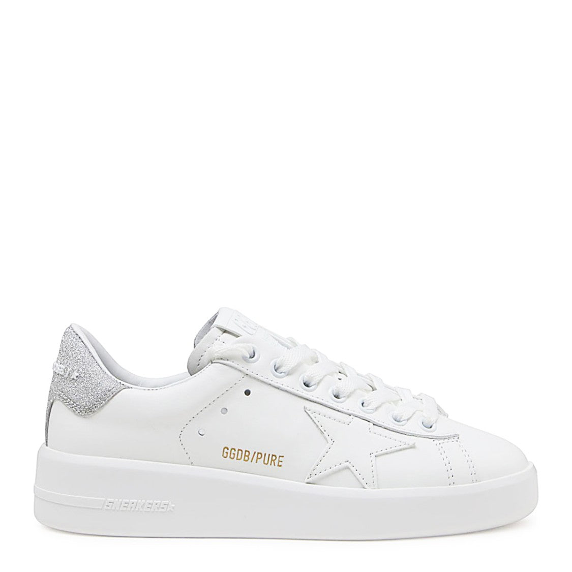 Golden Goose White And Silver Leather Pure Star Sneakers
