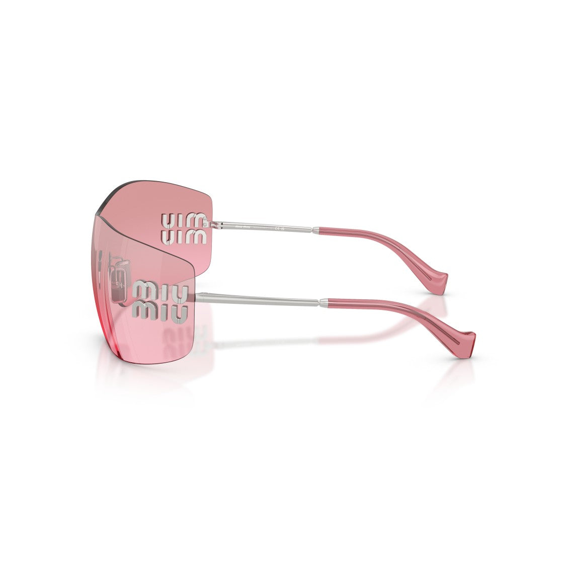 Miu Miu Rimless Sunglasses With Continuous Pink Lens