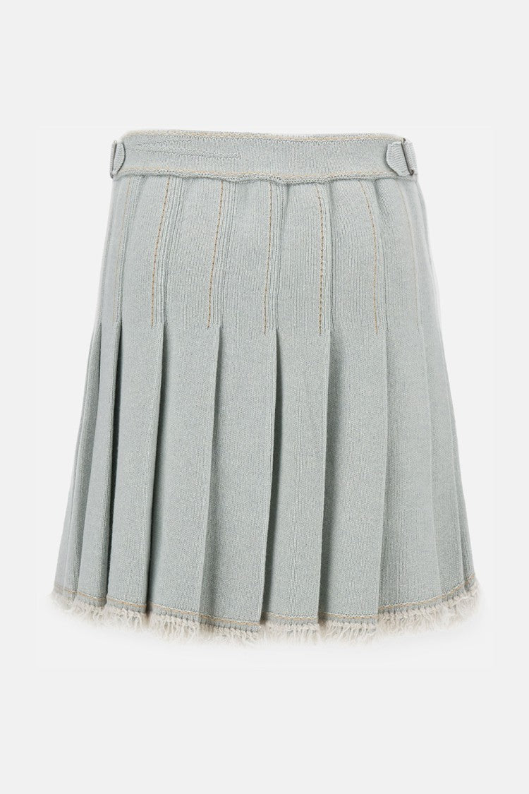 Barrie Pleated Skirt With Buckled Waistband In Textured Blend