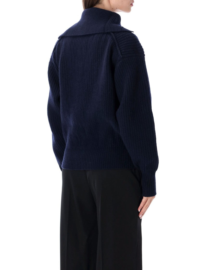 Stella Mccartney Ribbed Recycled Cashmere Turtleneck Jumper With Buttoned Placket