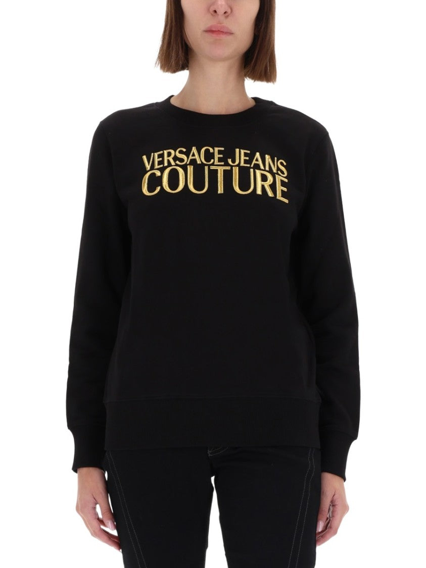 Versace Jeans Couture Black Bold Metallic Logo Sweatshirt