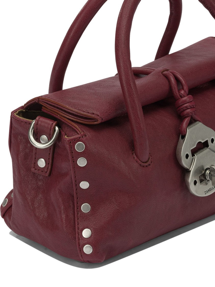 Zanellato Rectangular Burgundy Crossbody Bag With Silver-Tone Clasp