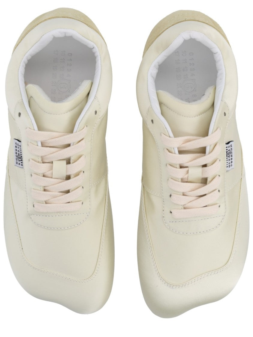 Mm6 By Maison Margiela Satin-Like Suede Heel Patch Sneakers