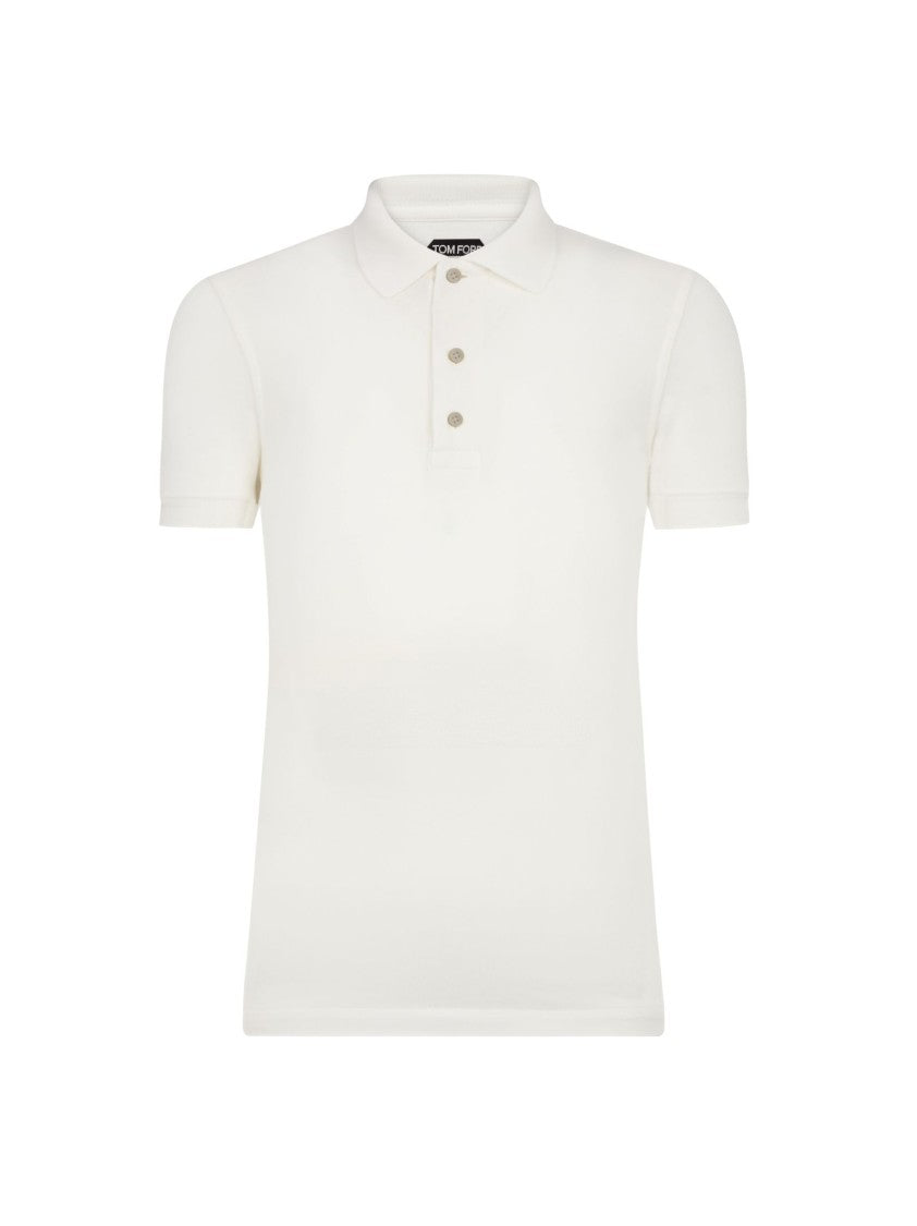 Tom Ford Bone-Colored Cotton Blend Tom Ford Polo Shirt